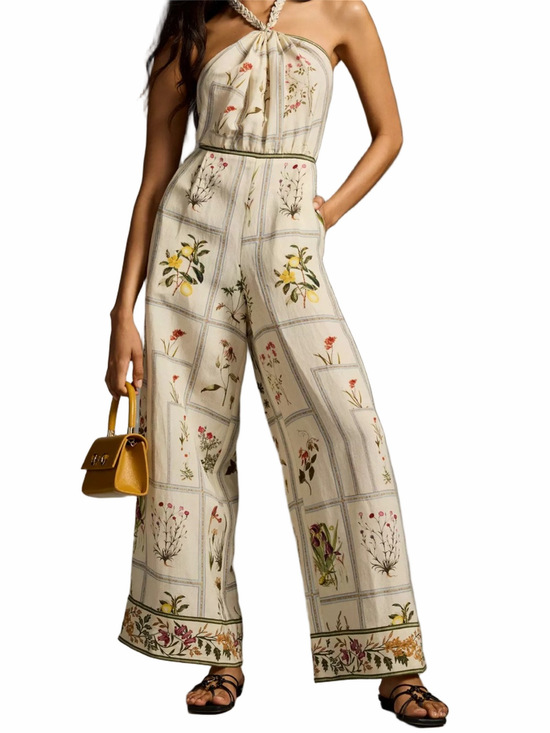 Anthropologie Pants - Anthropologie Ranna Gill Floral Linen Halter Jumpsuit Pants Suit Botanical Small